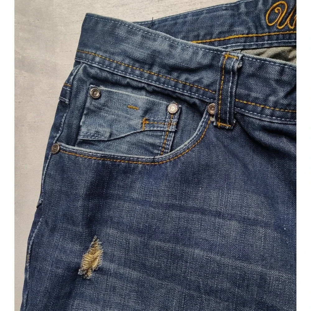 UNDERGROUND INDUSTRY Men 36X34 Distressed Denim Designer‎ Blue Jeans